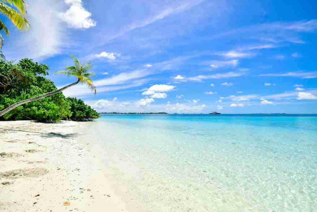 pexels-photo-457882-457882 Stunning beach in Laamu Atoll, Maldives, with turquoise waters and clear skies.